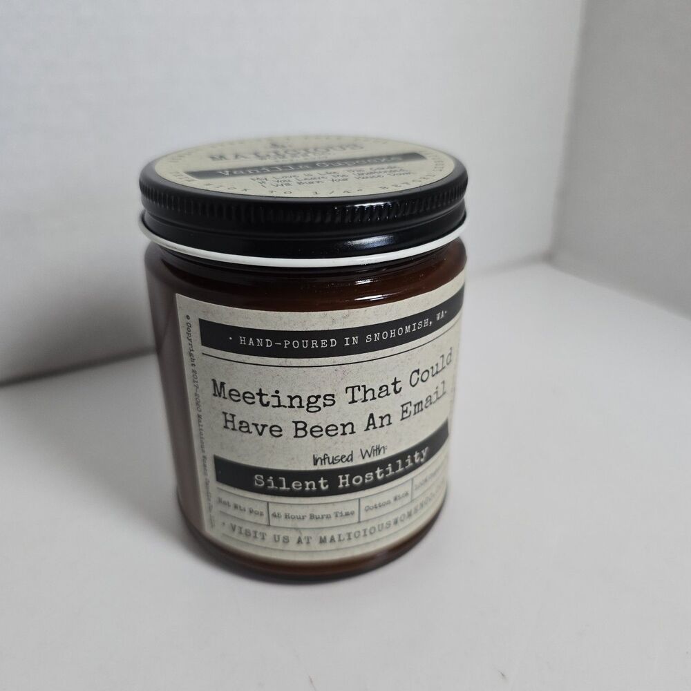 Malicious Women Co. Candle Vanilla Cupcake Meetings/Email 9 Oz. Cotton Organic